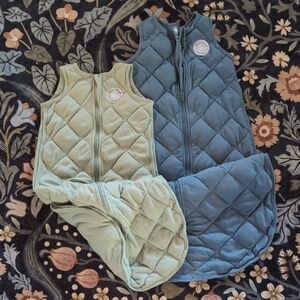 Kids Quilted Sleeveless Jackets - Blue and Green